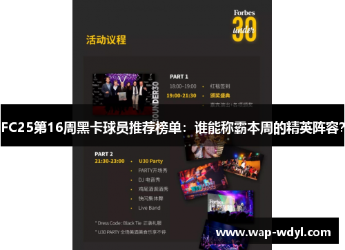 FC25第16周黑卡球员推荐榜单：谁能称霸本周的精英阵容？