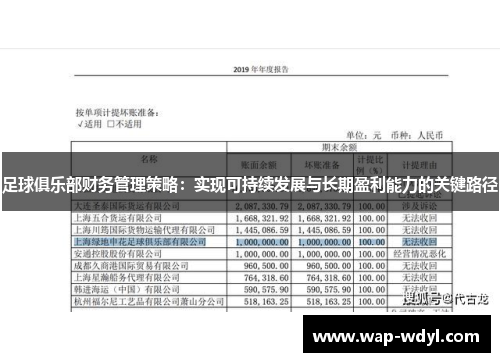 足球俱乐部财务管理策略：实现可持续发展与长期盈利能力的关键路径